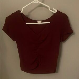 $5 ADD ON Deep Red Short Sleeve Top